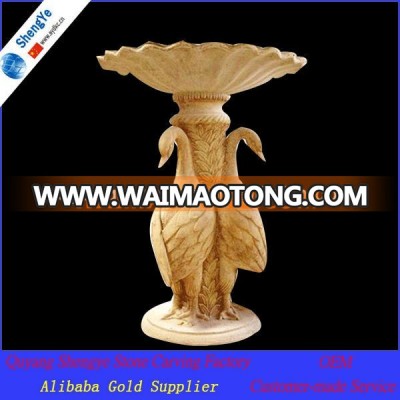 Beige Color Beautiful Outdoor Marble Water Fountains with Crane Statue