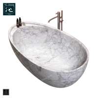 Luxury Furniture Wholesale Grey Natural Marble Bathtub for home using Free standing