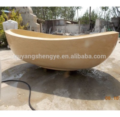 yellow marble small free standing oval bathtub SYsi-009