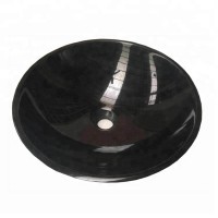 Outdoor Black Marble Granite Stone Vessel Bathroom Wash Basin Sink