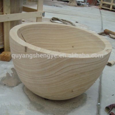 yellow hot sale wooden grain stone bath tub